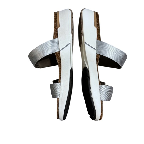 Naot Sandals Womens 11 Calliope Slide Double Strap Silver Metallic Wedge 42 Cork - Picture 3 of 9